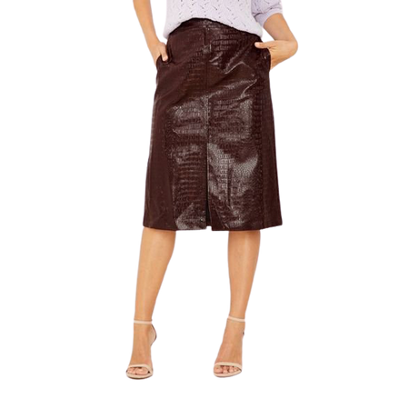 Women's Alligator Pattern Faux Leather Pencil Midi Skirt - Who What Wear™ Wine : Target