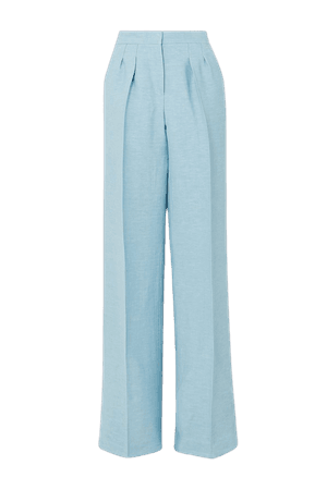 Light blue Nembo linen and silk-blend twill wide-leg pants | Max Mara | NET-A-PORTER