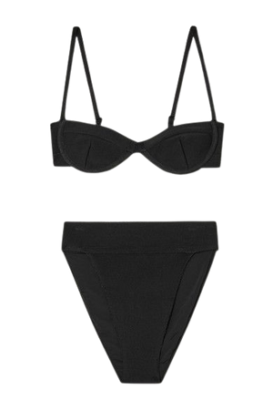 Vintage Stretch-knit Underwired Bikini - Black
