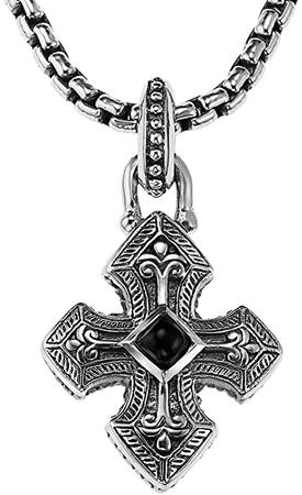 Scott Kay Gothic Cross Black Onyx Inlay Mens Sterling Silver Necklace | Amazon.com