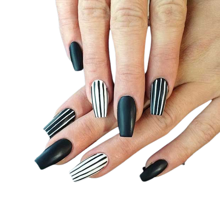 black white striped manicure stripes nails