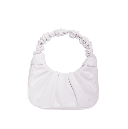 Vera Ruched Shoulder Bag In White Faux Leather | EGO