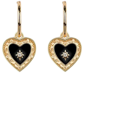 gold and black heart earrings