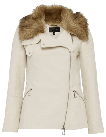 Italian Moleskin Faux Fur Collar Jacket | Karen Millen