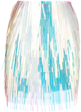 Opal blue-green fringe skirt