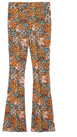 Pleated floral trousers - Orange floral - Monki WW