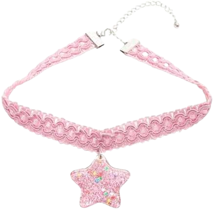 Blackheart Pastel Chunky Star Pink Crochet Choker,