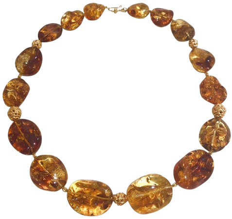 Baltic Amber and 18k Gold Necklace