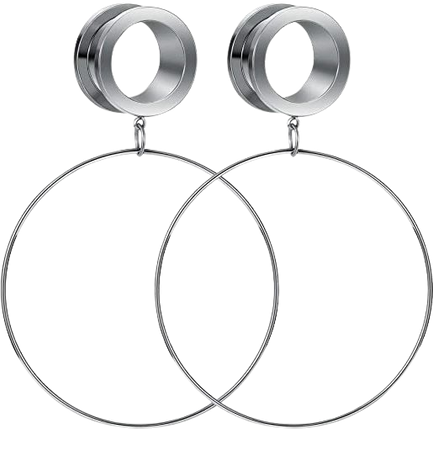 *clipped by @luci-her* Briana Williams Surgical Steel Screw Ear Tunnels Large Hoop Dangle Ear Plugs Expander 4-20mm Gauges for Ears Stretcher