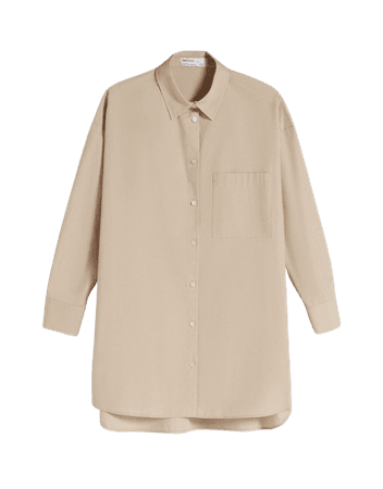 Long sleeve oversize poplin shirt - Shirts - Woman | Bershka