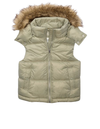 AE Faux Fur Hooded Puffer Vest