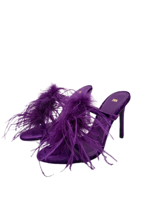 FEATHERED VELVET HEELED SANDALS - Purple | ZARA United States