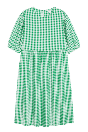 Gingham checked cotton midi dress - Green gingham checks - Monki WW