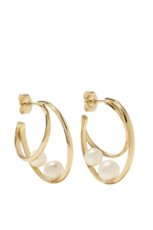 Gold 14-karat gold pearl hoop earrings | Mizuki | NET-A-PORTER