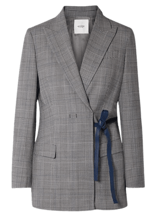 Agnona | Leather-trimmed checked twill blazer | NET-A-PORTER.COM