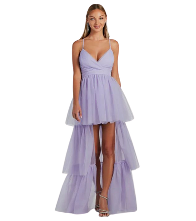 Ophelia V-Neck High Low Ruffle Tulle Formal Dress | Windsor