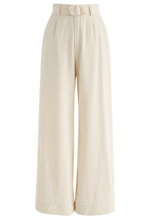 Realism Mode Wide-Leg Pants in Cream - Pants - BOTTOMS - Retro, Indie and Unique Fashion
