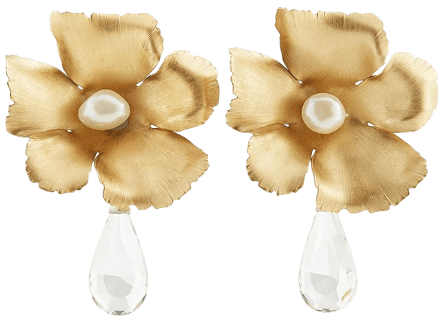 Oscar de la Renta floral-embellished clip-on drop earrings - FARFETCH