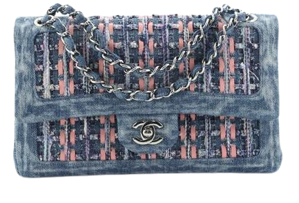 Chanel Classic Double Flap Bag Tweed with Denim Medium