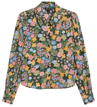 Multicolour floral puff sleeve blouse - Flower field - Monki WW