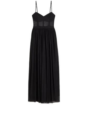 Corset-style Mesh Maxi Dress - Black - Ladies | H&M US