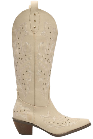 Embroidered Mid-calf Western Cowboy Boots - Cider