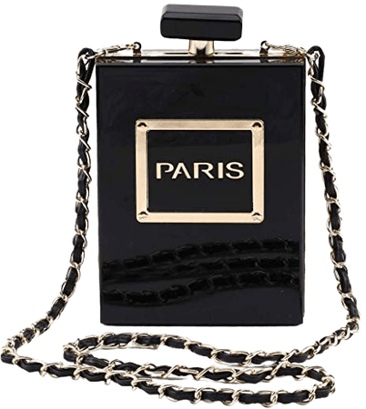 LETODE Women Acrylic Bag Black Paris Perfume Shape Evening Bags Purses Clutch Vintage Banquet Handbag (BLACK): Handbags: Amazon.com