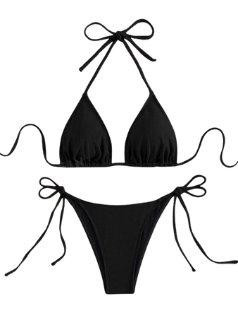 SHEIN Swim Basics Halter Triangle Tie Side Bikini Swimsuit | SHEIN USA