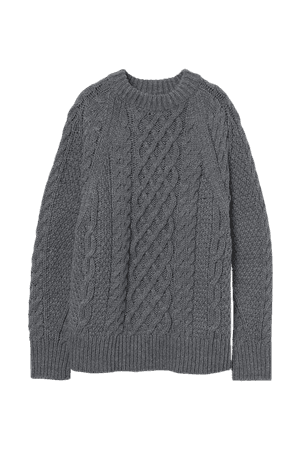 Cable-knit Sweater - Dark gray melange - Ladies | H&M US