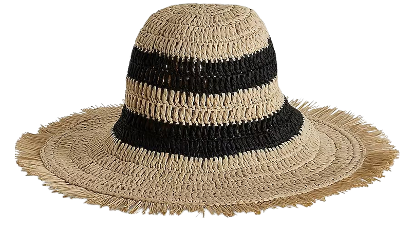 Tan Striped Straw Beach Hat | Express
