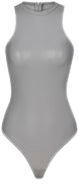 Faux Leather High Neck Bodysuit - Carbon | SKIMS