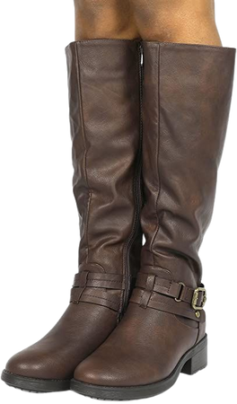 Amazon.com | DREAM PAIRS Women's Uncle Brown Knee High Motorcycle Riding Winter Boots Size 8.5 M US | Boots