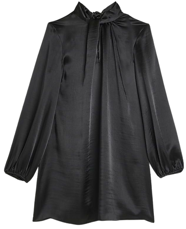 Black satin twist neck swing mini dress | River Island
