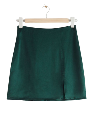 Front Slit Mini Skirt - Dark Green - Mini skirts - & Other Stories