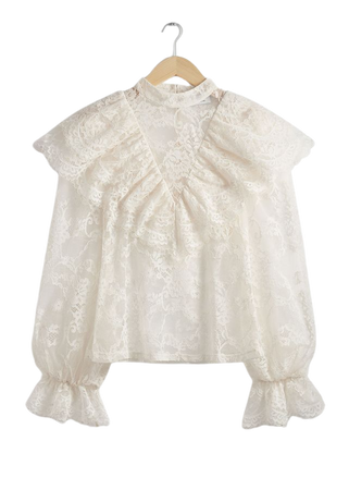 Ruffled Lace Blouse - White - Blouses - & Other Stories US