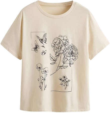 Beige flower T-shirt