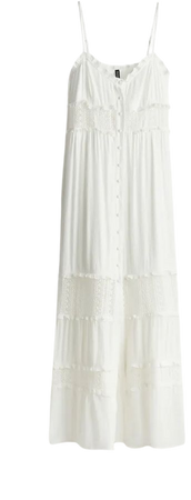 Lace-inset Crêpe Maxi Dress - Cream - Ladies | H&M US
