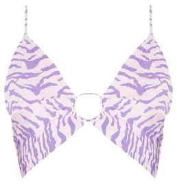 Purple Tiger Print Slinky Plunge Ring Detail Bralet | PrettyLittleThing