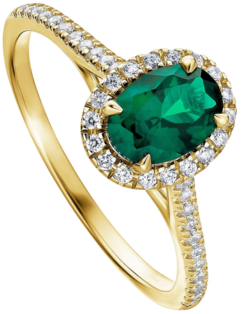 Rosalind Yellow Gold Lab Grown Diamond & Created Emerald Ring | Created Brilliance | Wolf & Badger
