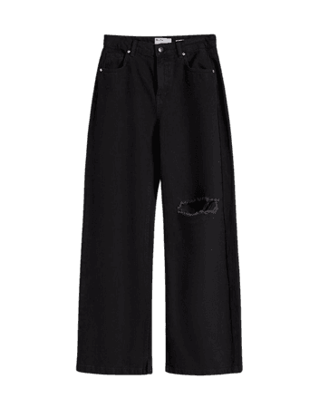 Wide-leg twill pants - Pants - Woman | Bershka