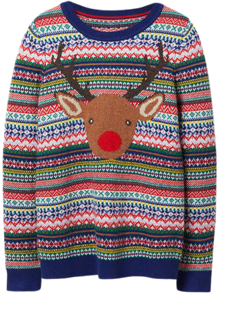 Christmas Sweater - Multi Navy Rudolph | Boden US