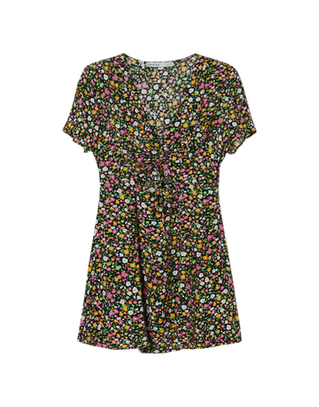 Gathered cut-out floral print mini dress - Dresses - Woman | Bershka