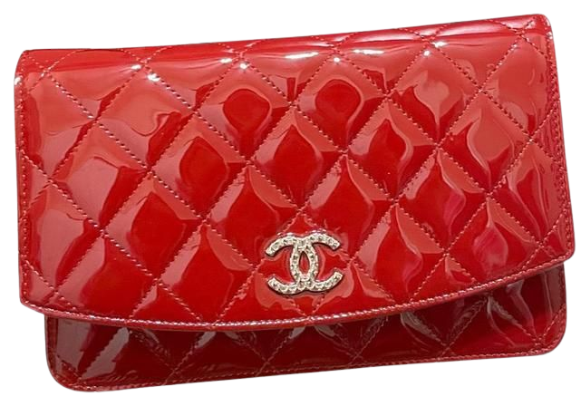 *clipped by @luci-her* Chanel Wallet on Chain Red Patent Leather Cross Body Bag - Tradesy