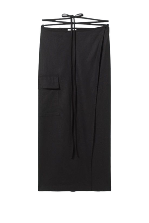 Fold Linen Mix Long Skirt - Black - Weekday WW