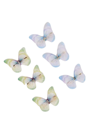 Butterfly Glitter Hair Clips - Blue/Green | Dolls Kill