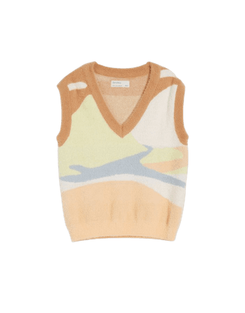 Printed faux fur vest - Sweaters and cardigans - Woman | Bershka