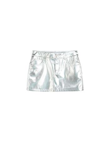 Metallic faux leather mini skirt - Skirts - Women | Bershka