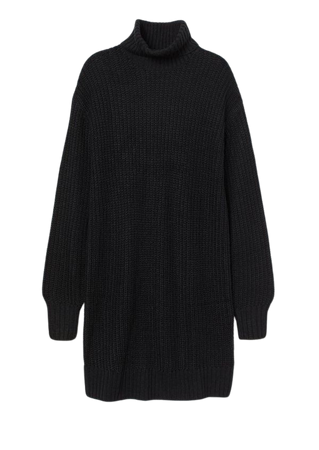 Knit Turtleneck Dress - Black
