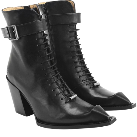 Fluevog Shoes | Shop | Cubist Cupcake (Black) | Lace-up ankle boot with buckle