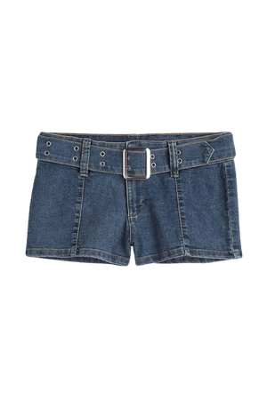 Belted Shorts - Dark denim blue - Ladies | H&M US